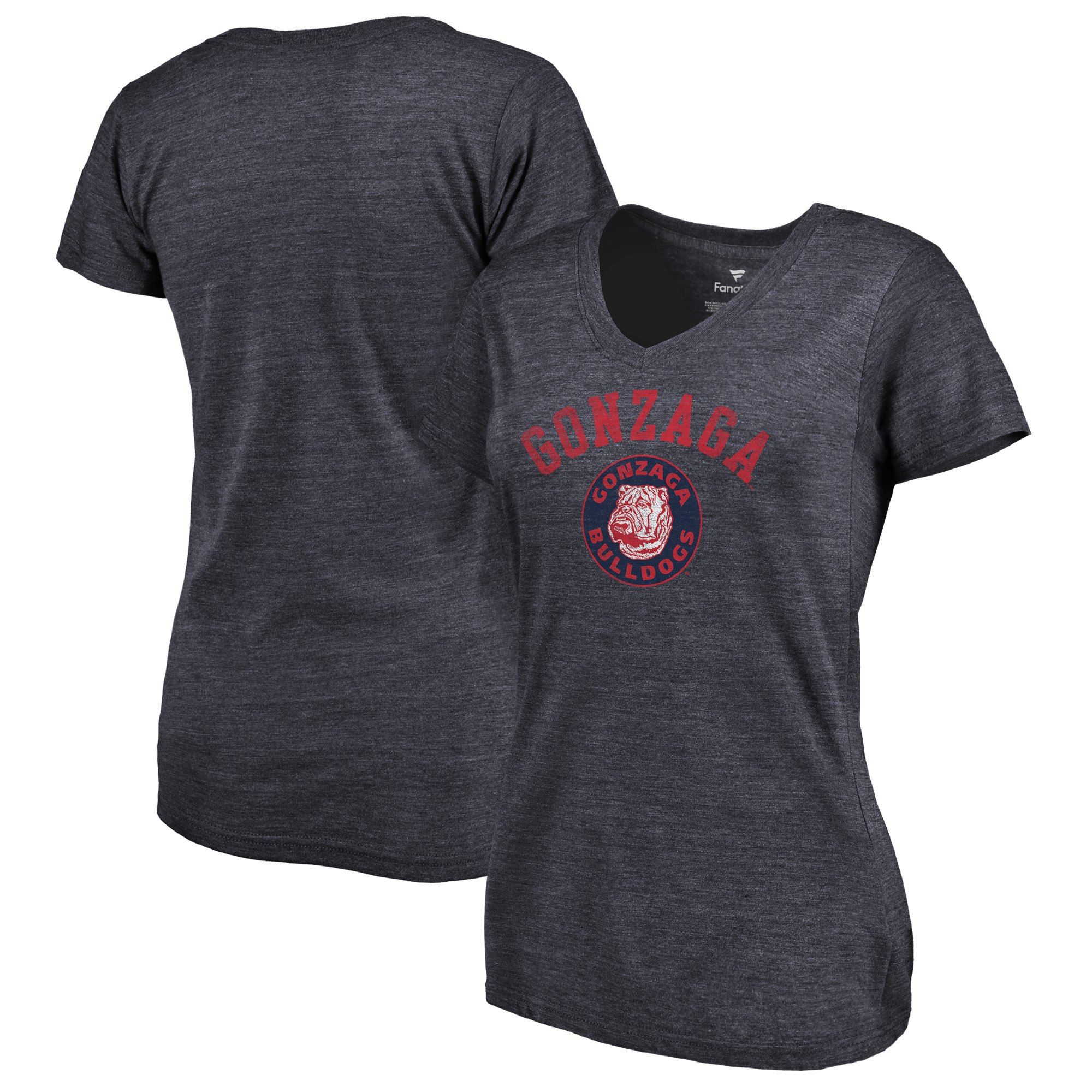 2020 NCAA Fanatics Branded Gonzaga Bulldogs Women Navy Vault Arch over Logo TriBlend VNeck TShirt->ncaa t-shirts->Sports Accessory